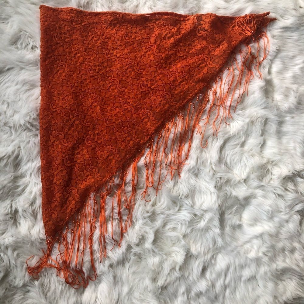 NWOT Vintage A. Brod orange floral lace sarong/coverup
